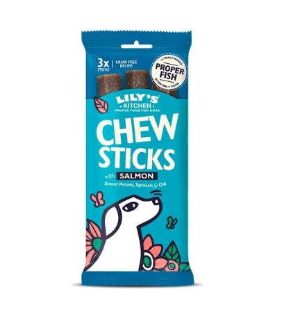 [102162-1] Lily's Kitchen Dog Chew Sticks w/ Salmon Dog Treats - SALMON/120G