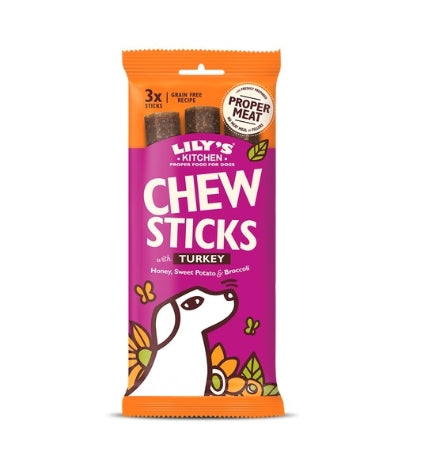 [102160-1] Lily's Kitchen Dog Chew Sticks w/ Turkey Dog Treats - TURKEY/120G
