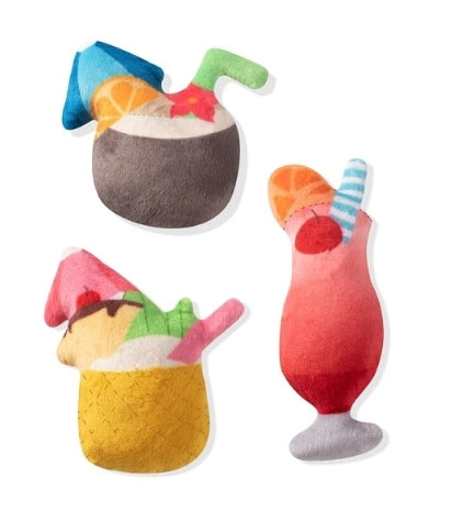 [204062-1] PetShop by Fringe Studio Tropical Drinks 3pcs Small Dog Toy Set - 12X10CM