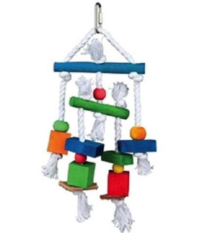 [201212-1] Trixie Colourful Wooden Toy on a Rope for Birds 24cm