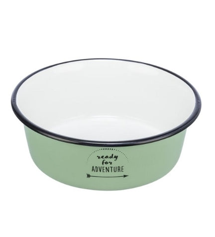 [205876-1] Trixie Ready for Adventure Enamel Stainless Steel Cat Bowl - GREEN/12CM