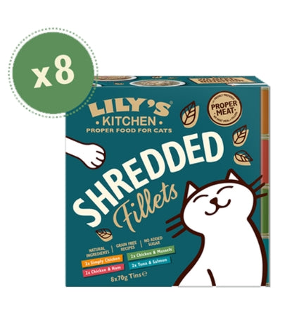[102308-1] Lily's Kitchen Shredded Fillets Multipack Wet Cat Food - 8X70G