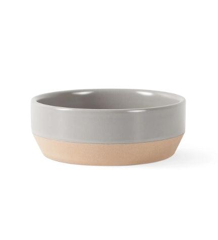 [204036-1] PetShop by Fringe Studio Nosey Dog Woof Stoneware Bowl - TAUPE/6X2"