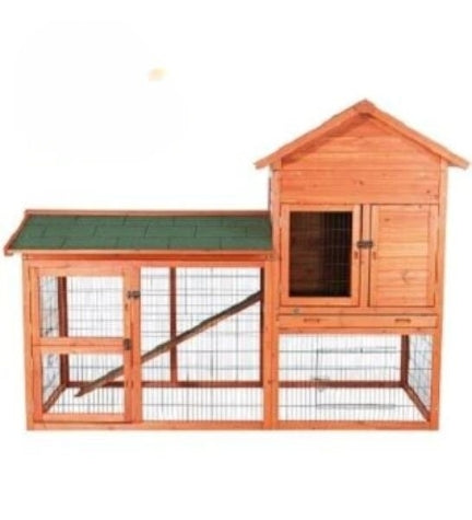 [201133-1] Trixie Natura Hutch with Large Enclosure for Small Pets BROWN/199X146X93CM