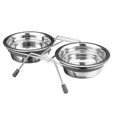 [200767-2] Trixie Eat on Feet Anti-Rattle Steel Bowl Set for Dogs - 250ML