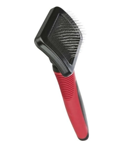 [204752-3] Trixie Soft Brush Plastic/Metal Bristles - RED/12X16CM