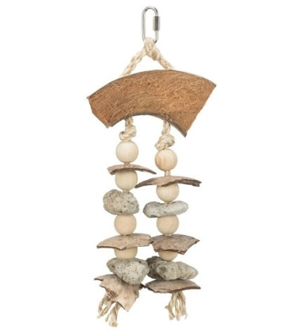 [205889-1] Trixie Coconut & Seashells Natural Bird Toy BROWN 35CM