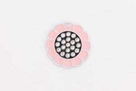 [204273-1] GoScribe Pet Tag Swarovski Flower Tags - BLACK/1.4"X1.2"