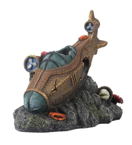[407180-2] Aqua D'Ella Steampunk Sunken Submarine - 28X17X25CM