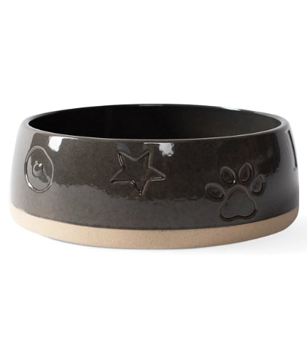 [206145-2] PetShop by Fringe Studio Treat Shapes Dog Bowl - CHARCOAL/6.5X2.5