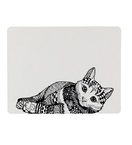 [200740-1] Trixie Zentangle Cat Place Mat - WHITE&BLACK/44X28CM