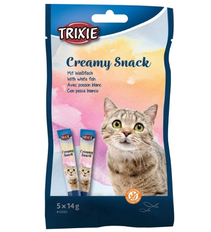 [102981-1] Trixie Creamy Snack with White Fish Cat Treats - 5X14G
