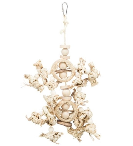 [205886-1] Trixie Banana Leaves, Wood & Loofah Natural Bird Toy BROWN 42CM