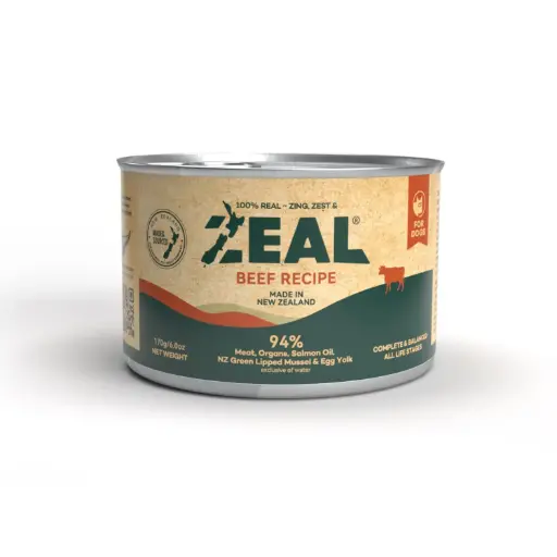 [4445] Zeal Grain Free Canned Dog Food 170g – (Beef Recipe)