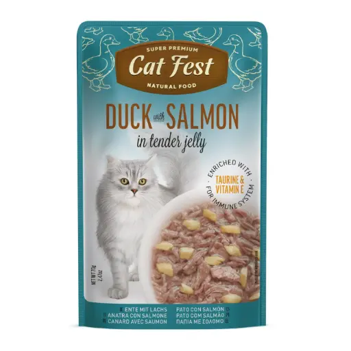 [79218909] Cat Fest Duck With Salmon In Tender Jelly For Cats 70gm