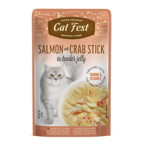[79218923] Cat Fest Salmon With Crab Stick In Tender Jelly For Cats 70gm