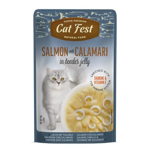 [79218930] Cat Fest Salmon With Calamari In Tender Jelly For Cats 70gm