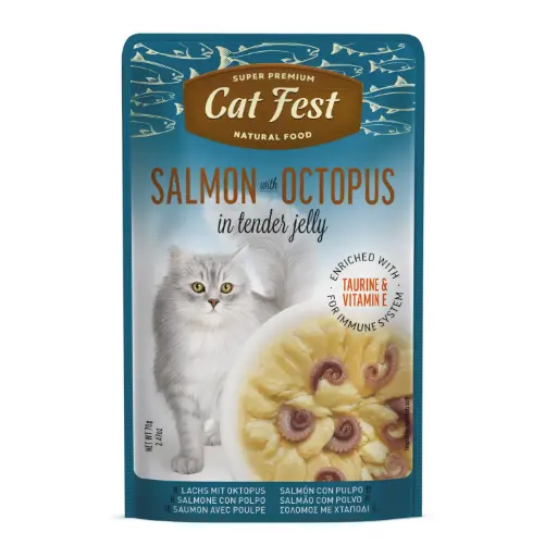 [79218947] Cat Fest Salmon With Octopus In Tender Jelly For Cats 70gm