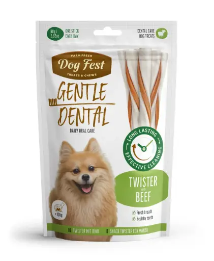 [79212570] Dog Fest Dental Treats For Adult Dogs -Twister - Beef 80g (9cm)