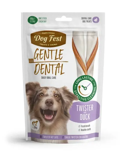 [79212600] Dog Fest Dental Treats For Adult Dogs -Twister -Duck 100g (14cm)