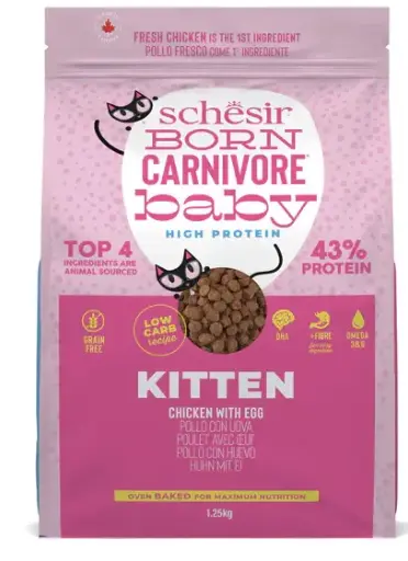 [SCINVC23382406] Schesir Born Carnivore Grain Free Oven Baked Dry Cat Chicken & Egg - Kitten 1.25kg