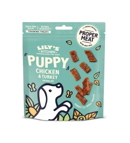 [103143-1] Lily's Kitchen Chicken & Turkey Nibbles Puppy Treats 70G