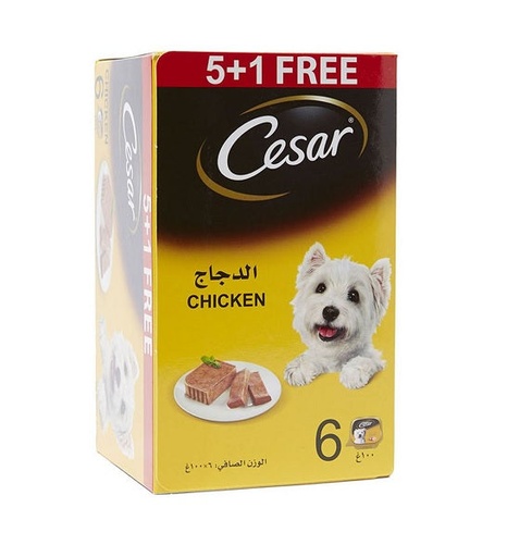 [101478-1] Cesar Chicken 5+1 FREE Promo Pack Wet Dog Food - 6X100G