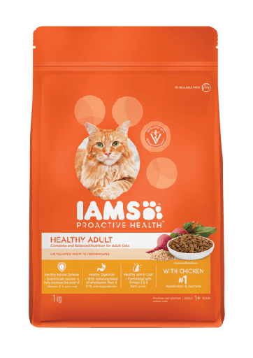 [106872-2] IAMS Proactive Health Adult with Chicken Dry Cat Food - 1KG