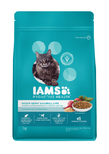 [106874-2] IAMS Proactive Health Indoor Weight & Hairball Care Dry Cat Food - 1KG