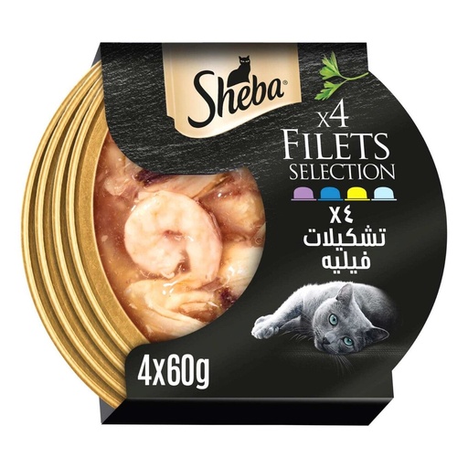 [102878-1] Sheba Filets Variety Pack Wet Cat Food - 4x60G