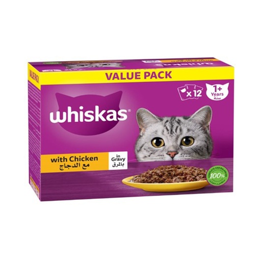 [102624-1] Whiskas Chicken in Gravy Wet Cat Food Value Pack 12x80g