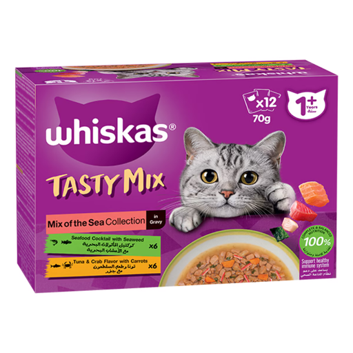 [102442-1] Whiskas Tasty Mix Sea Collection Wet Cat Food - 12x70G