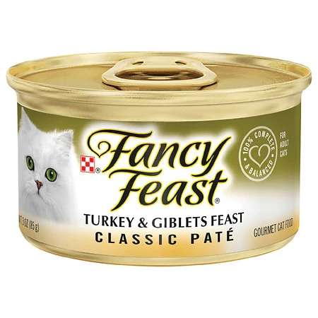 [19110021] Purina Fancy Feast Classic Pate Kitten Food Turkey & Giblets Canned Wet Cat Food 24x 3oz Cans