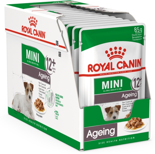 [RO402090] Royal Canin Mini Ageing 12+ Senior Dog Wet Food Chunks in Gravy 12x85gm Pouches