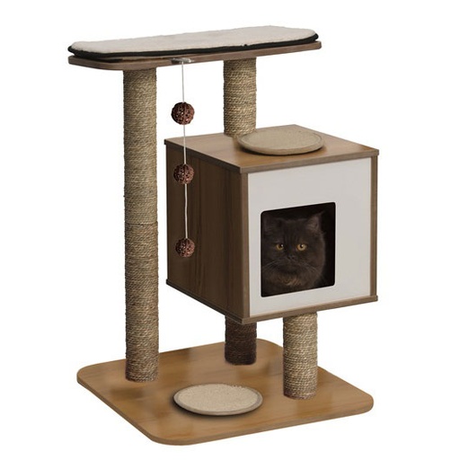 [HA52042] Hagen Premium Cat Furniture V-Base - Walnut