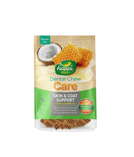 [H332] Happi Doggy Dental Chew Care Skin & Coat Support 4inch 6pcs 150gm