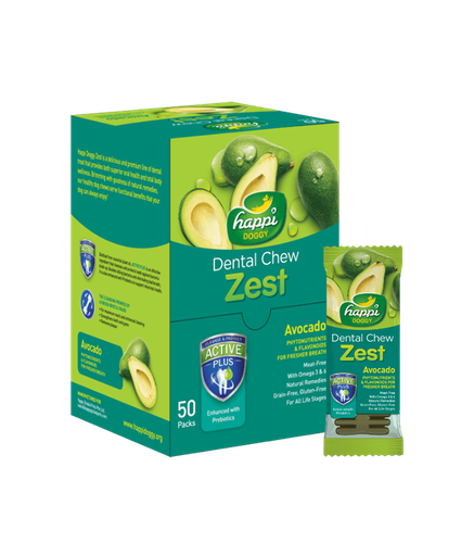 [H162] Happi Doggy Dental Chew Zest Avocado 4inch