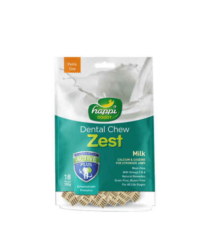[H141] Happi Doggy Dental Chew Zest Milk 2.5inch 18pcs 150gm