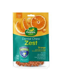 [H151] Happi Doggy Dental Chew Zest Orange 2.5inch 18pcs 150gm