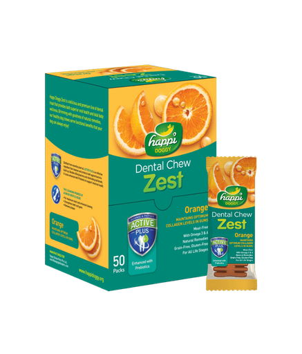 [H152] Happi Doggy Dental Chew Zest Orange 4inch