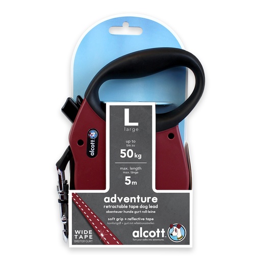 [ALRLSHAALGRD] Alcott Adventure Retractable Dog Leash Red Large 5M