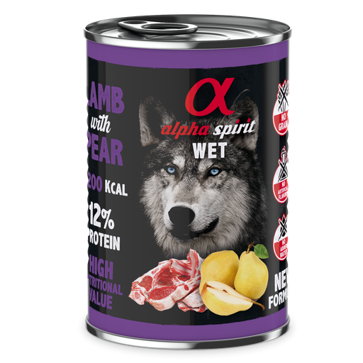 [AHALPHD040005112] Alpha Spirit Canned Dog Food Lamb With Pear 400 g