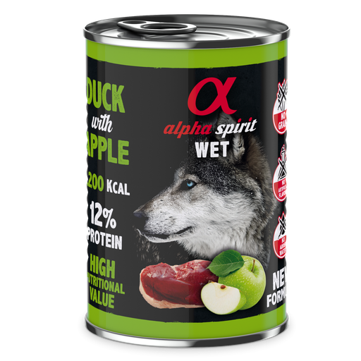 [AHALPHD040005312] Alpha Spirit Canned Dog Food Duck With Green Apple 400 g