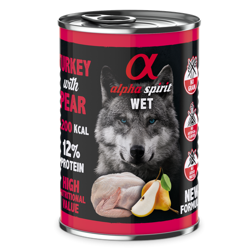 [AHALPHD040005712] Alpha Spirit Canned Dog Food Turkey With Pear 400 g