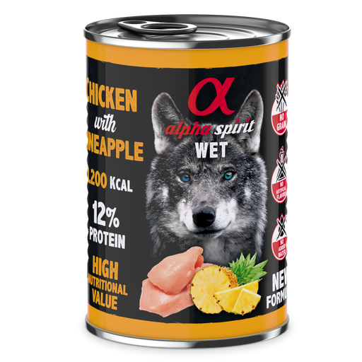 [AHALPHD040005812] Alpha Spirit Canned Dog Food Chicken With Pineapple 400 g