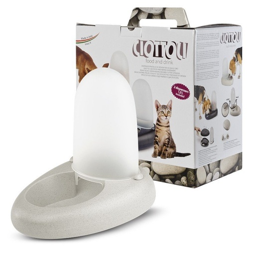 [IM40990B] IMAC Pet Food & Water Dispenser 1.5 L Kit Ciottoli 2 In 1 Feeder Beige