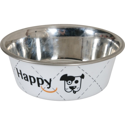 [ZL475434BLC] Zolux Happy Stainless Steel Dog Bowls White, 2.65 L