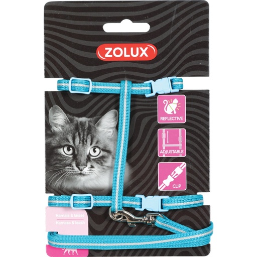 [ZL520021BLE] Zolux Cat Harness & Leash Kit Blue