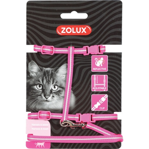 [ZL520021ROS] Zolux Cat Harness & Leash Kit Pink