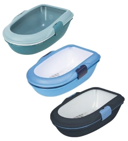[201295-1] Trixie Berto Three-part Cat Litter Tray Navy Blue 39x22x59cm